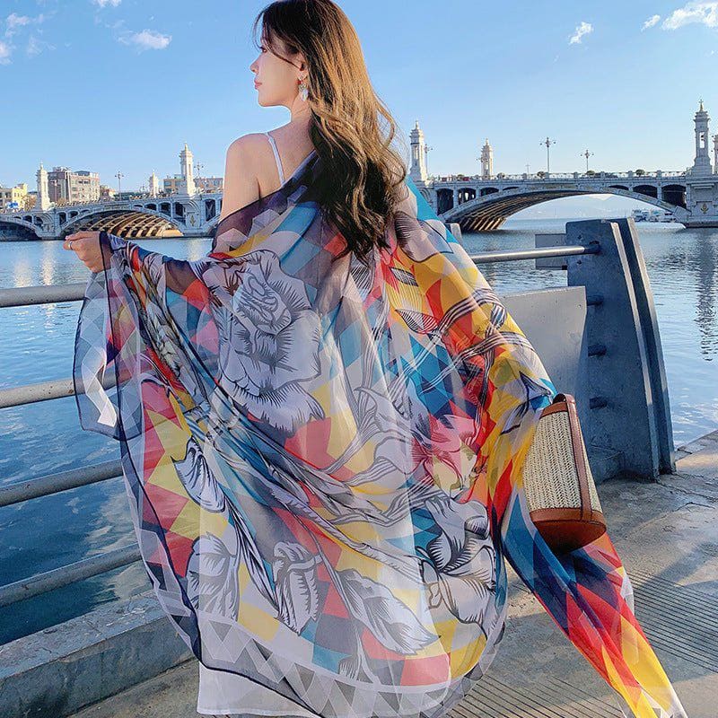 Colorful Diamond Beach Shawl – Lightweight Long Travel Cover - Up for Women by LUXE AHMAR – Available at LUXE AHMAR