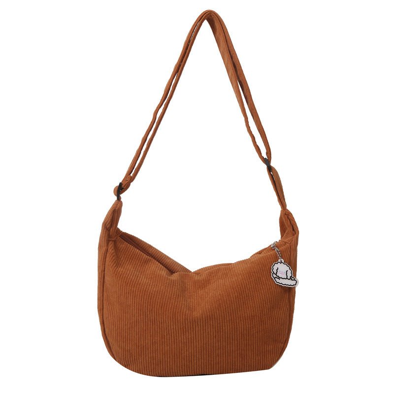 Corduroy Dumpling Shape One - Shoulder Messenger Bag - Street Trend for Students by LUXE AHMAR – Available at LUXE AHMAR