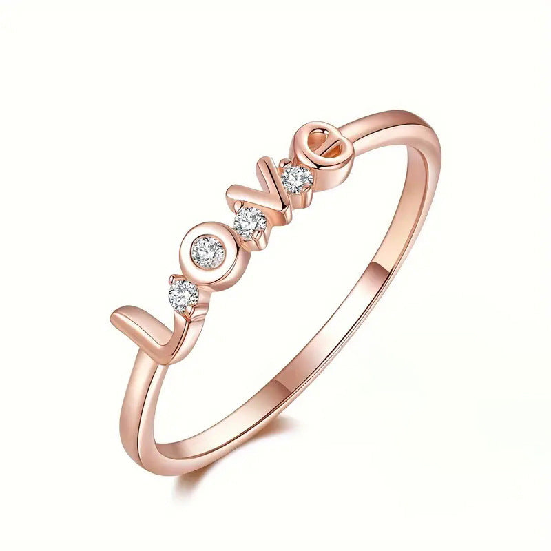 Love Ring Female Micro Inlaid Zircon Simple