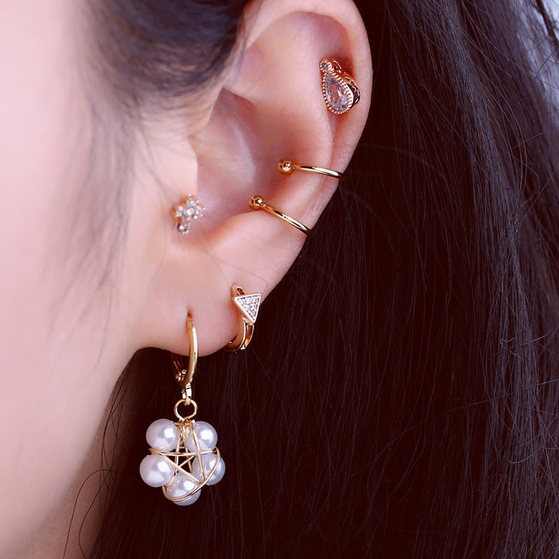 Light Luxury Ocean Series Ear Clip European And American Handmade Pearl Earrings