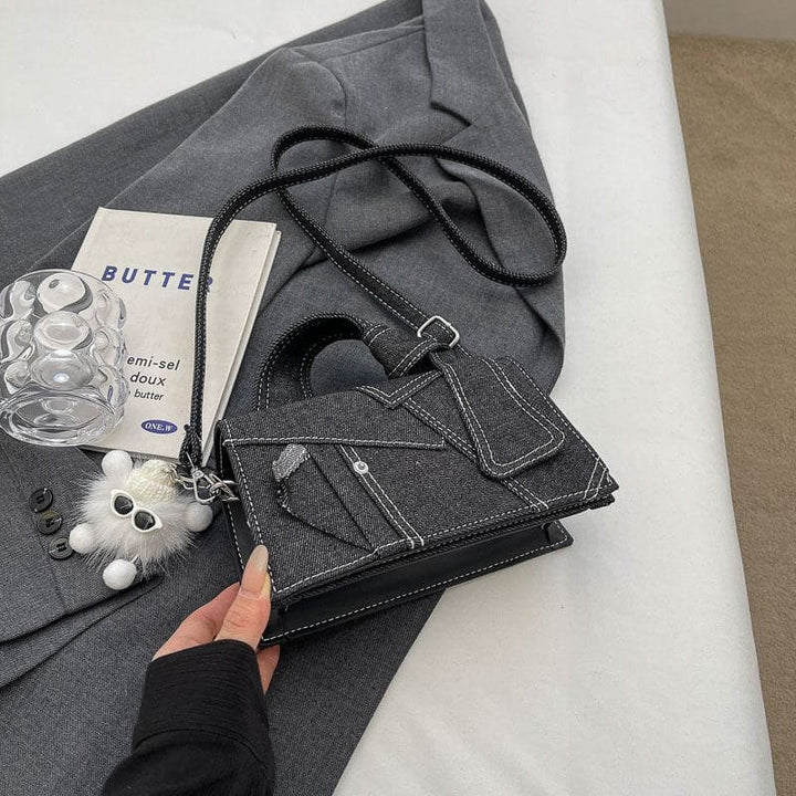 Denim Small Handbag – Western Style, Oxford Cloth, Urban Simplicity by LUXE AHMAR – Available at LUXE AHMAR