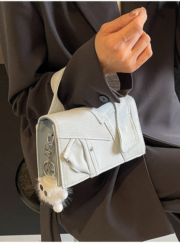 Denim Small Handbag – Western Style, Oxford Cloth, Urban Simplicity by LUXE AHMAR – Available at LUXE AHMAR