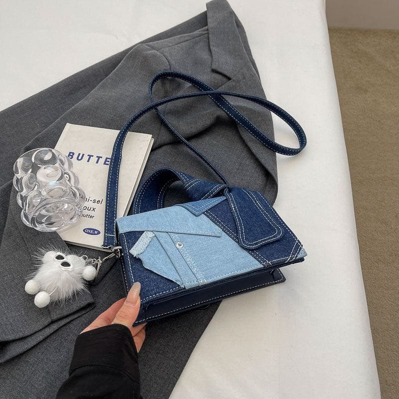 Denim Small Handbag – Western Style, Oxford Cloth, Urban Simplicity by LUXE AHMAR – Available at LUXE AHMAR