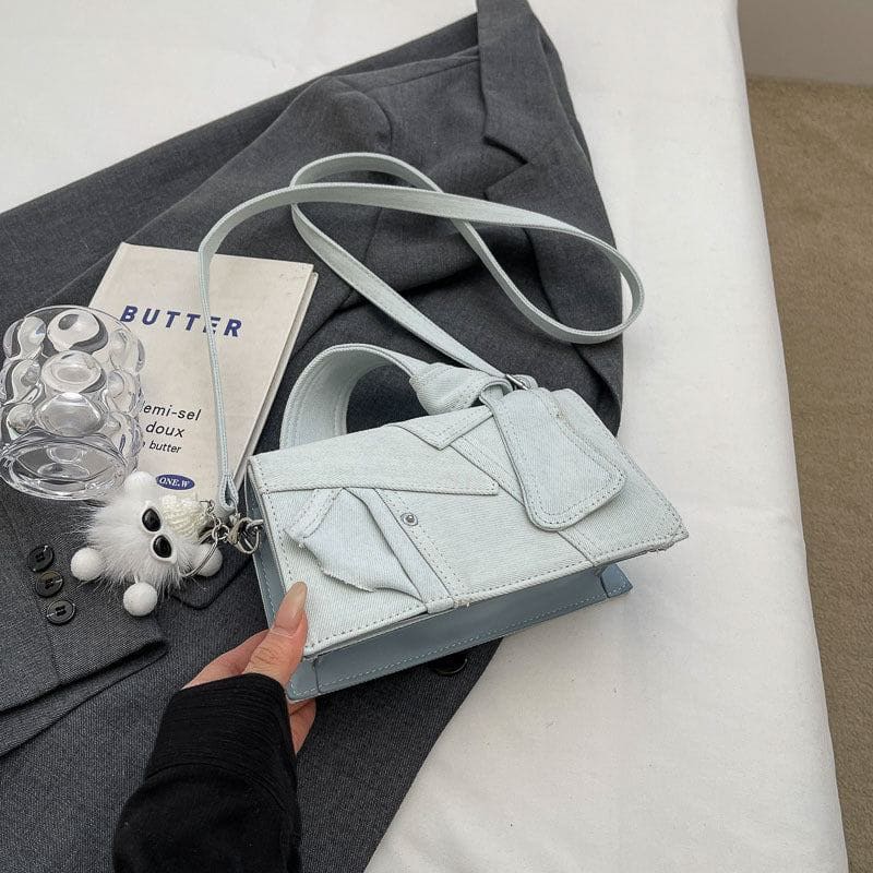 Denim Small Handbag – Western Style, Oxford Cloth, Urban Simplicity by LUXE AHMAR – Available at LUXE AHMAR