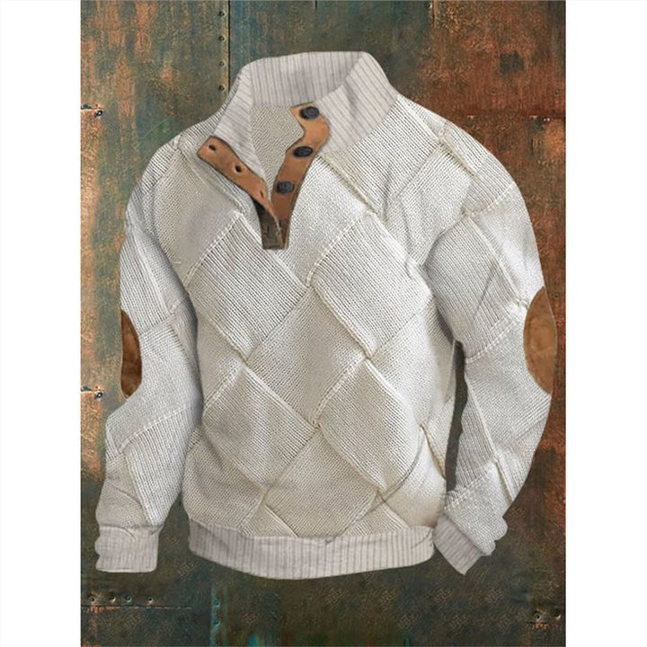 Digital Printing Christmas Series 6 - button Henry Collar Long - sleeved Sweater For Men by LUXE AHMAR – Available at LUXE AHMAR