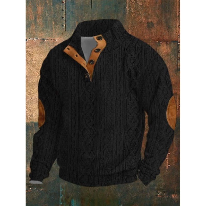 Digital Printing Christmas Series 6 - button Henry Collar Long - sleeved Sweater For Men by LUXE AHMAR – Available at LUXE AHMAR