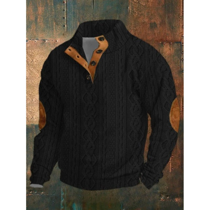 Digital Printing Christmas Series 6 - button Henry Collar Long - sleeved Sweater For Men by LUXE AHMAR – Available at LUXE AHMAR