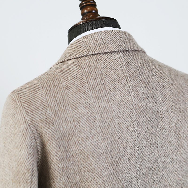 Double - faced Woolen Goods Wool Overcoat Mid - length Herringbone Pattern Handsome Jacket by LUXE AHMAR – Available at LUXE AHMAR