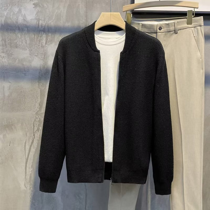 Double Zipper Cardigan Sweater Men's Knitwear Coat by LUXE AHMAR – Available at LUXE AHMAR