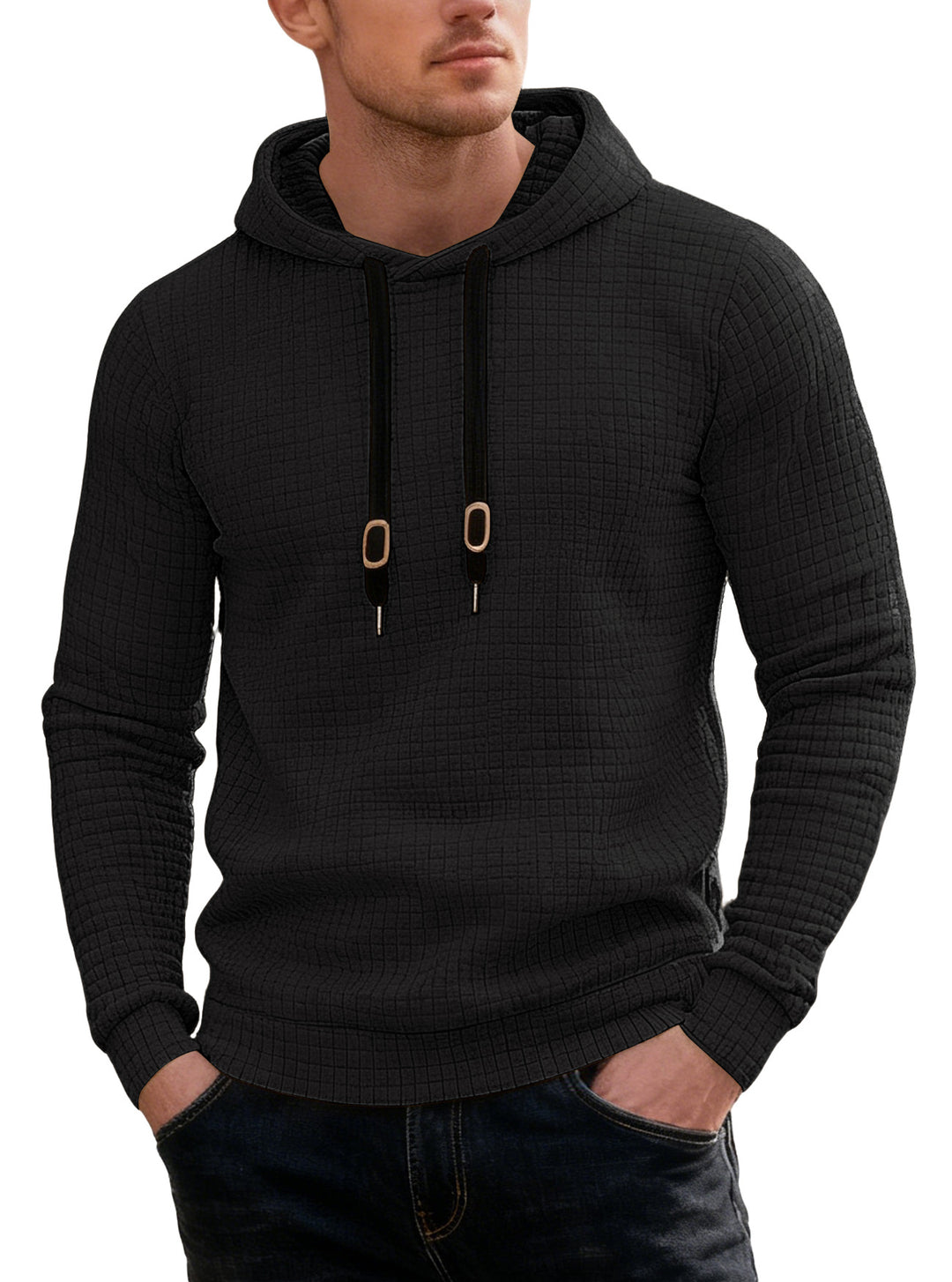 Men’s Casual Plaid Hoodie – Long Sleeve Loose-Fit Pullover Sweatshirt