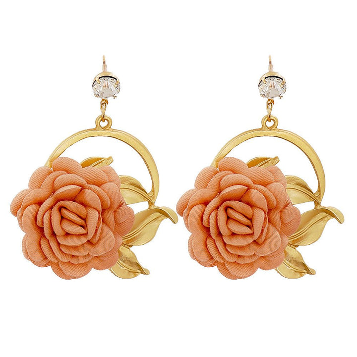Ear Hanging Cloth Flower Earrings by LUXE AHMAR – Available at LUXE AHMAR