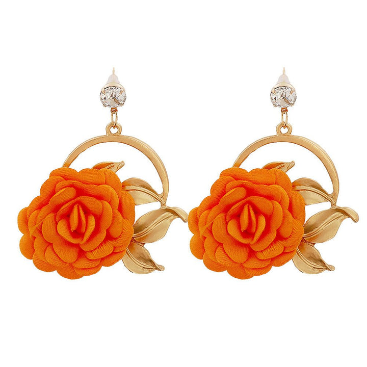 Ear Hanging Cloth Flower Earrings by LUXE AHMAR – Available at LUXE AHMAR