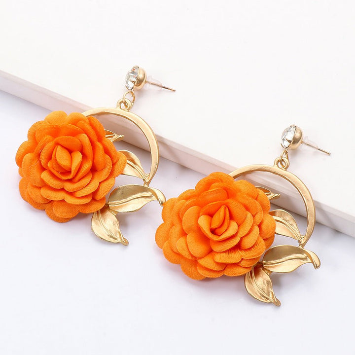 Ear Hanging Cloth Flower Earrings by LUXE AHMAR – Available at LUXE AHMAR