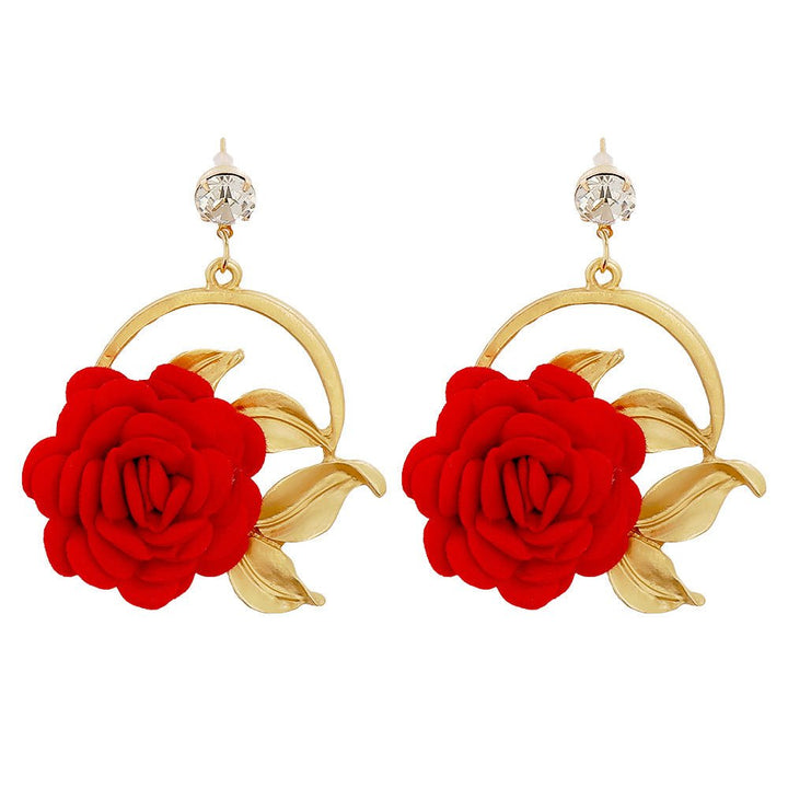 Ear Hanging Cloth Flower Earrings by LUXE AHMAR – Available at LUXE AHMAR