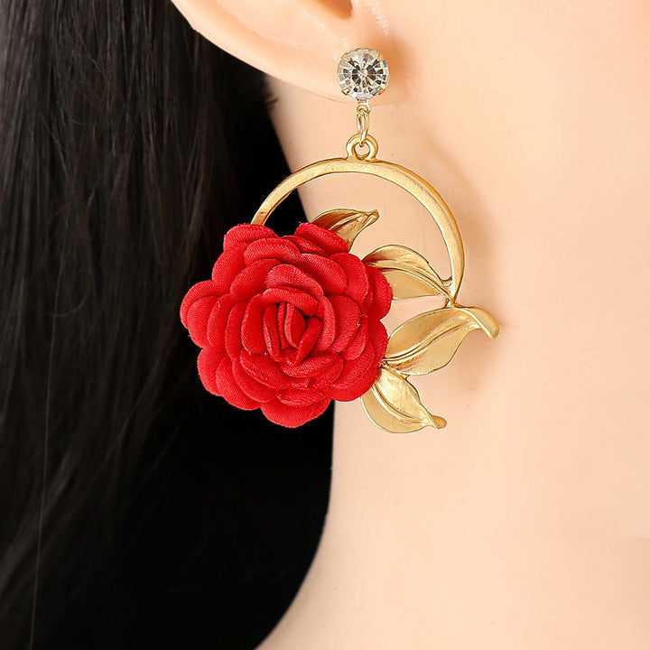 Ear Hanging Cloth Flower Earrings by LUXE AHMAR – Available at LUXE AHMAR