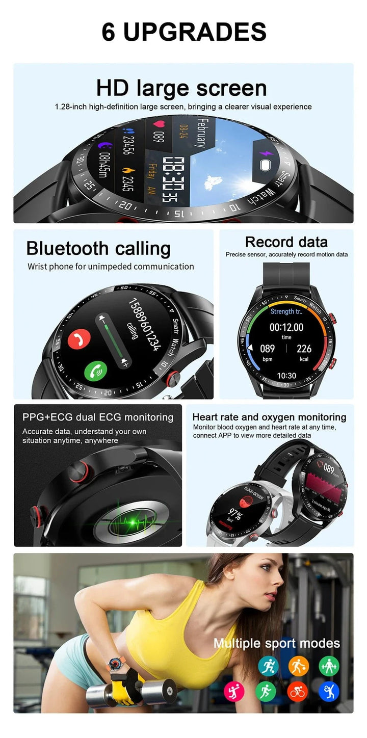 ECG+PPG Smartwatch with Bluetooth Call - Fitness & Health Tracker - Waterproof Sports Smartwatch for Men by Luxe Ahmar – Available at LUXE AHMAR