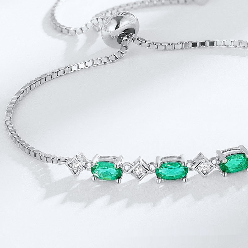 Elegant Egg - shaped S925 Silver Cultivation Emerald Bracelet by LUXE AHMAR – Available at LUXE AHMAR