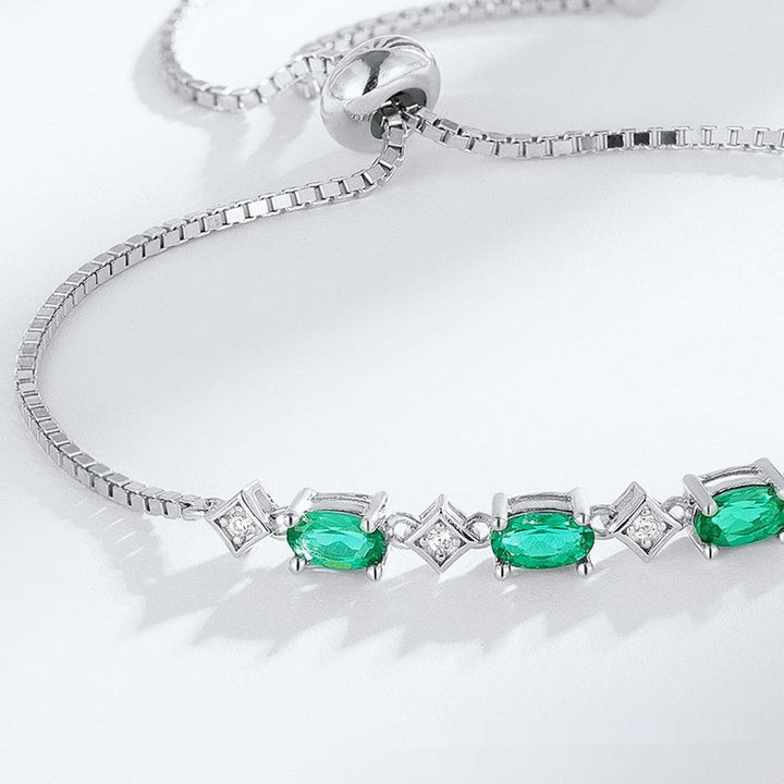 Elegant Egg - shaped S925 Silver Cultivation Emerald Bracelet by LUXE AHMAR – Available at LUXE AHMAR