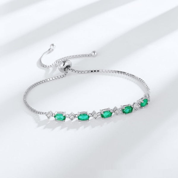 Elegant Egg - shaped S925 Silver Cultivation Emerald Bracelet by LUXE AHMAR – Available at LUXE AHMAR