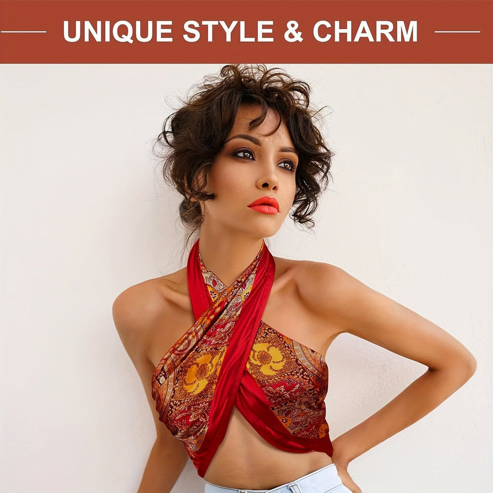 Elegant Floral Printed Polyester Square Scarf – 70x70cm All - Match Decorative Accessory by LUXE AHMAR – Available at LUXE AHMAR