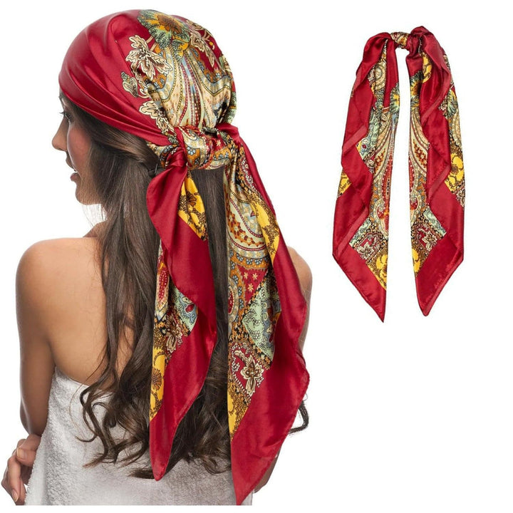 Elegant Floral Printed Polyester Square Scarf – 70x70cm All - Match Decorative Accessory by LUXE AHMAR – Available at LUXE AHMAR