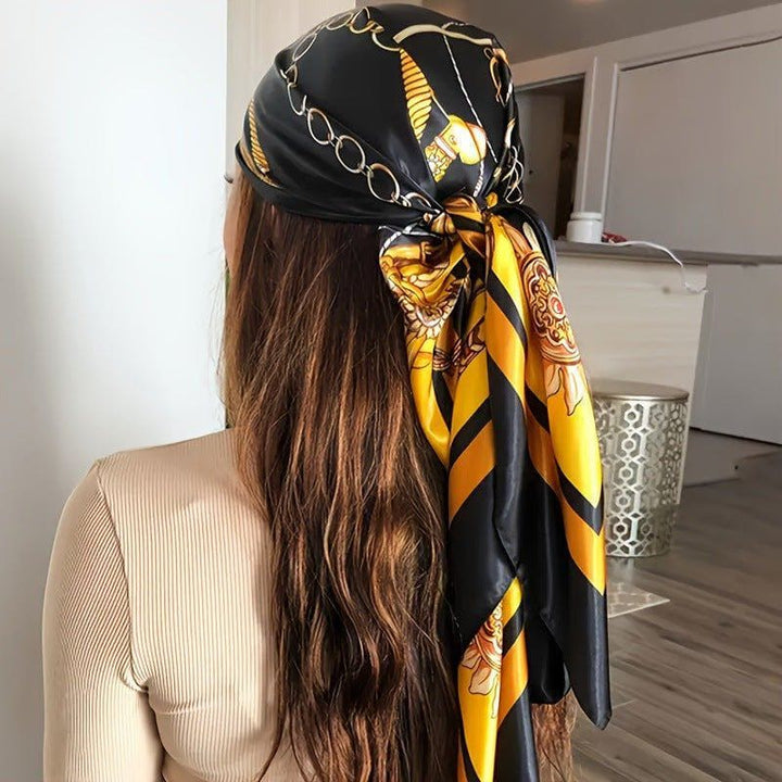 Elegant Floral Printed Polyester Square Scarf – 70x70cm All - Match Decorative Accessory by LUXE AHMAR – Available at LUXE AHMAR