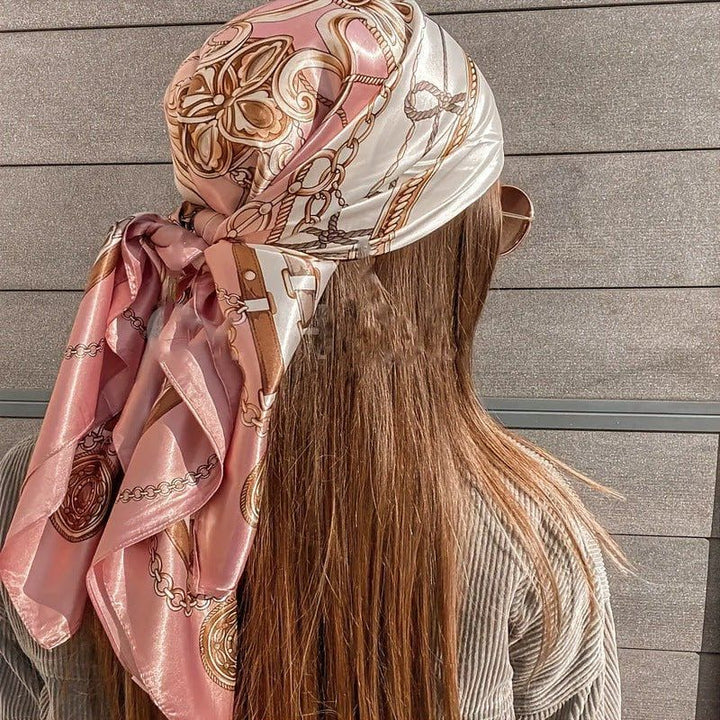 Elegant Floral Printed Polyester Square Scarf – 70x70cm All - Match Decorative Accessory by LUXE AHMAR – Available at LUXE AHMAR