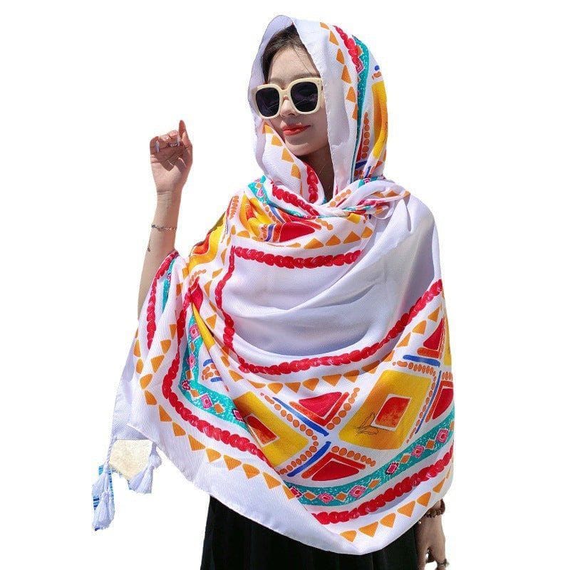 Ethnic Style Silk - Look Travel Scarf – Lightweight Sun Protection Shawl for Women by LUXE AHMAR – Available at LUXE AHMAR