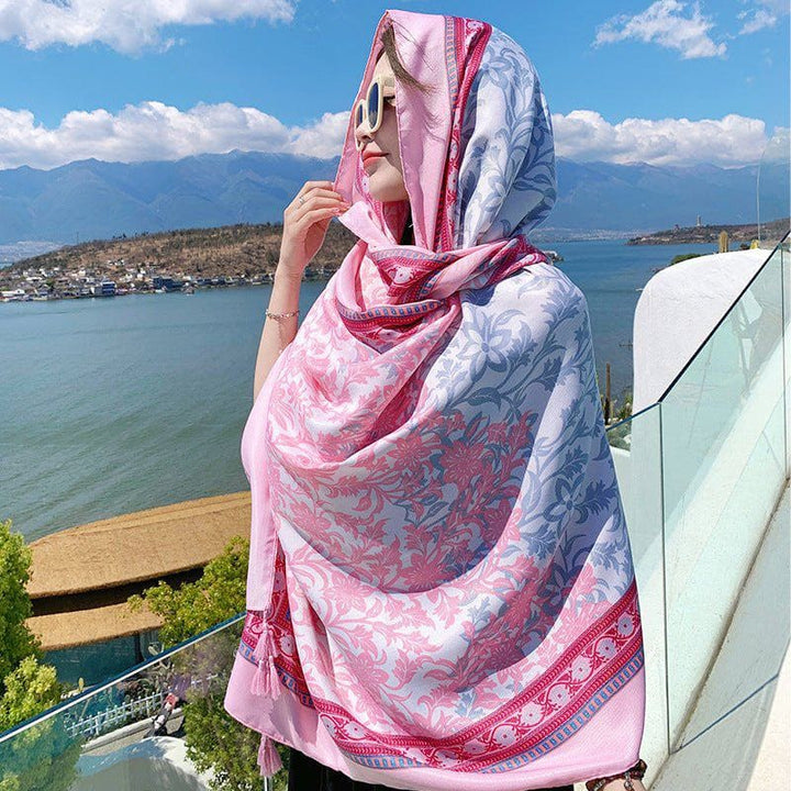 Ethnic Style Silk - Look Travel Scarf – Lightweight Sun Protection Shawl for Women by LUXE AHMAR – Available at LUXE AHMAR