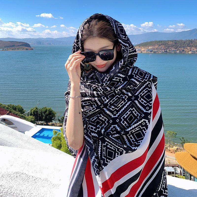 Ethnic Style Silk - Look Travel Scarf – Lightweight Sun Protection Shawl for Women by LUXE AHMAR – Available at LUXE AHMAR