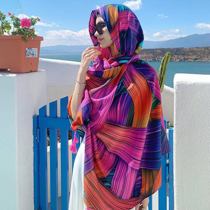 Ethnic Style Silk - Look Travel Scarf – Lightweight Sun Protection Shawl for Women by LUXE AHMAR – Available at LUXE AHMAR