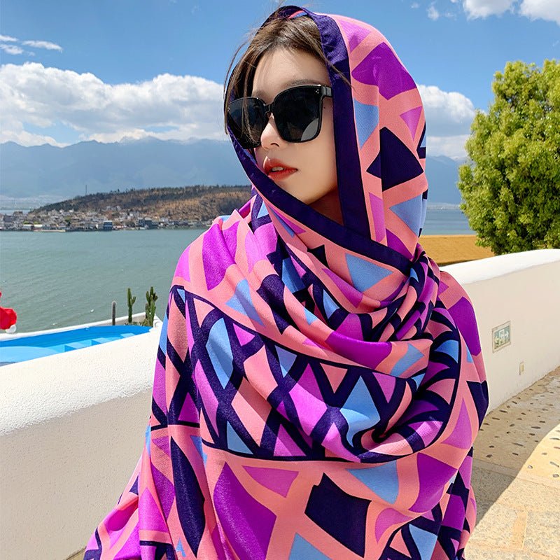 Ethnic Style Silk - Look Travel Scarf – Lightweight Sun Protection Shawl for Women by LUXE AHMAR – Available at LUXE AHMAR