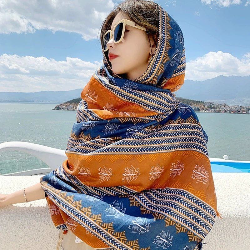 Ethnic Style Silk - Look Travel Scarf – Lightweight Sun Protection Shawl for Women by LUXE AHMAR – Available at LUXE AHMAR