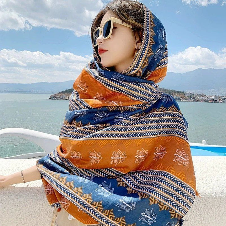 Ethnic Style Silk - Look Travel Scarf – Lightweight Sun Protection Shawl for Women by LUXE AHMAR – Available at LUXE AHMAR