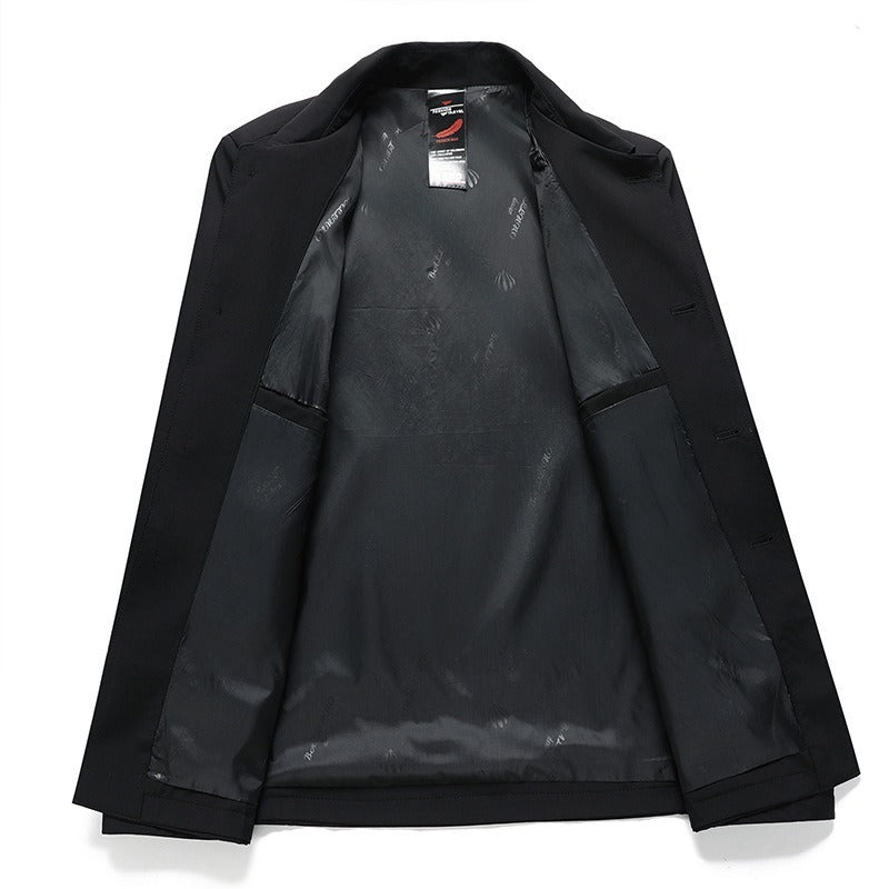 Men’s Business Casual Lapel Jacket – Slim Fit Button-Down Spring & Autumn Coat