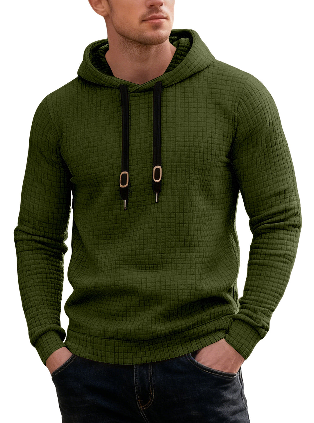 Men’s Casual Plaid Hoodie – Long Sleeve Loose-Fit Pullover Sweatshirt