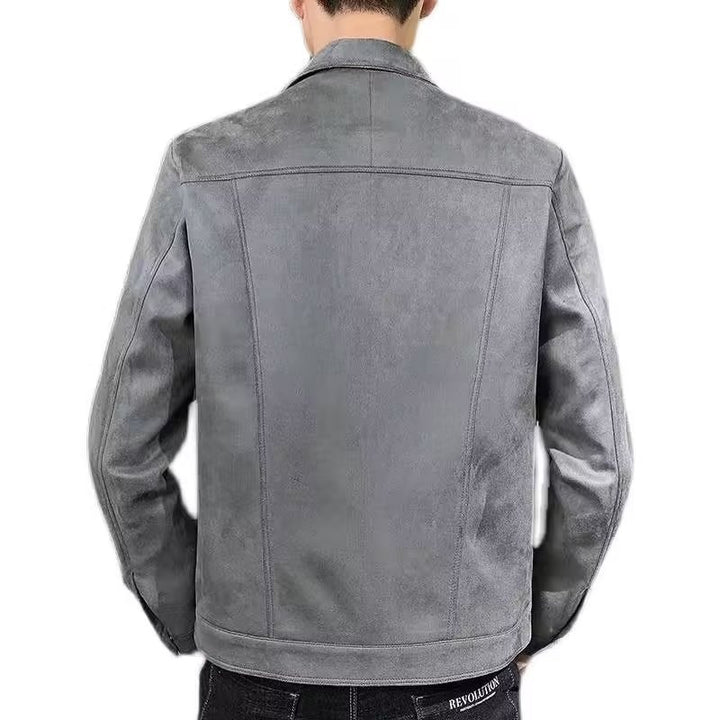 Men’s Casual Loose-Fit Top – Suede-Style Solid Color Shirt with 3D Patch Pockets