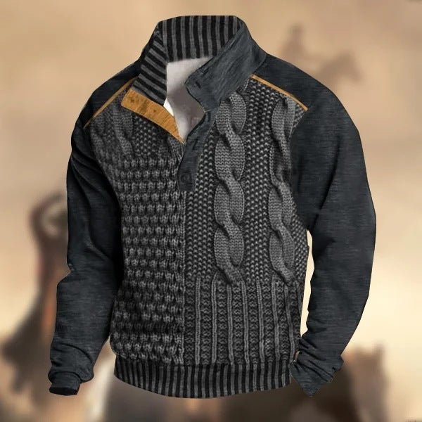 Fall Winter Men Printed Buckle Sweater by LUXE AHMAR – Available at LUXE AHMAR