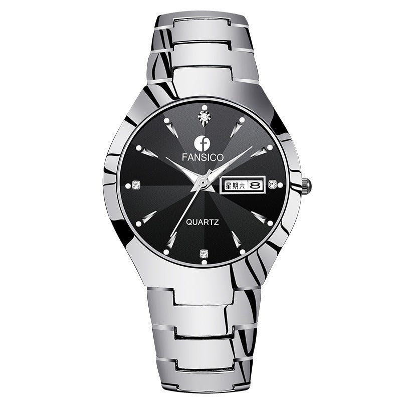 Fansico Fan Poem New Tungsten Mens Watch Dual Calendar Table 1192 Non Mechanical Watches by LUXE AHMAR – Available at LUXE AHMAR