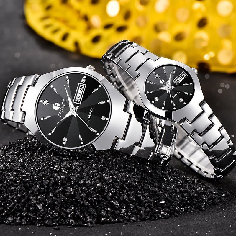Fansico Fan Poem New Tungsten Mens Watch Dual Calendar Table 1192 Non Mechanical Watches by LUXE AHMAR – Available at LUXE AHMAR