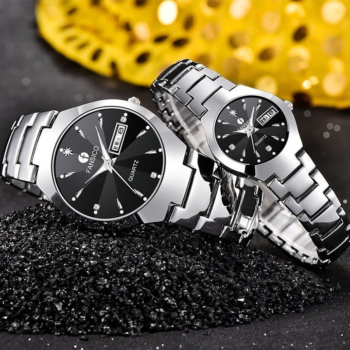 Fansico Fan Poem New Tungsten Mens Watch Dual Calendar Table 1192 Non Mechanical Watches by LUXE AHMAR – Available at LUXE AHMAR