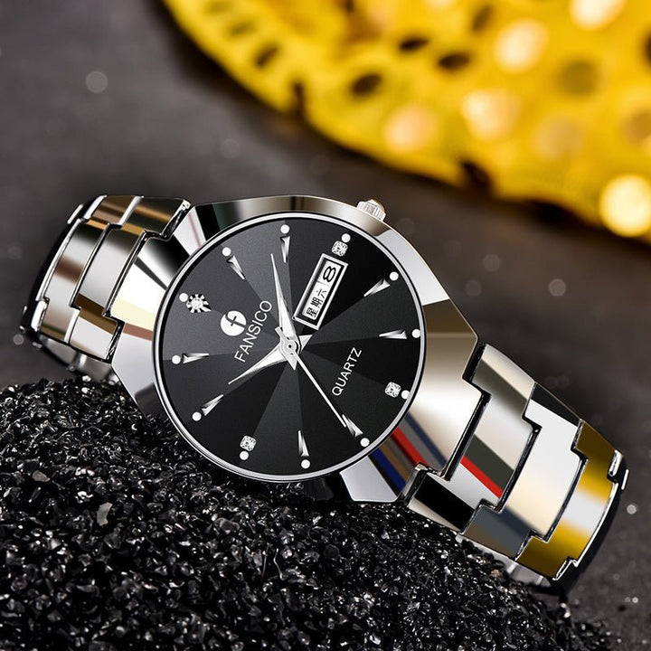Fansico Fan Poem New Tungsten Mens Watch Dual Calendar Table 1192 Non Mechanical Watches by LUXE AHMAR – Available at LUXE AHMAR