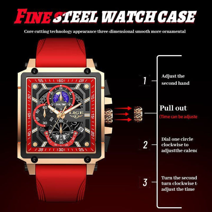 Fashion Design Waterproof New Quartz Square Watch – Business Style with Silicone Band by LUXE AHMAR – Available at LUXE AHMAR