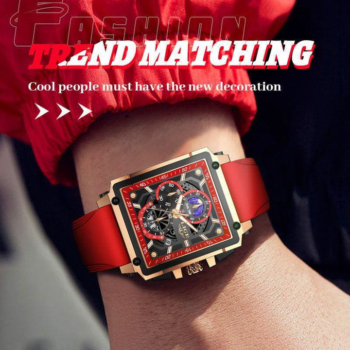 Fashion Design Waterproof New Quartz Square Watch – Business Style with Silicone Band by LUXE AHMAR – Available at LUXE AHMAR