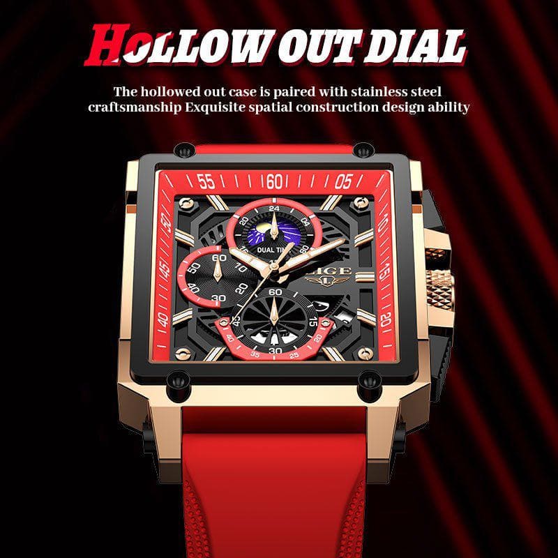 Fashion Design Waterproof New Quartz Square Watch – Business Style with Silicone Band by LUXE AHMAR – Available at LUXE AHMAR