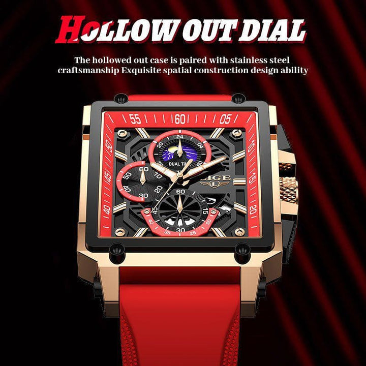 Fashion Design Waterproof New Quartz Square Watch – Business Style with Silicone Band by LUXE AHMAR – Available at LUXE AHMAR