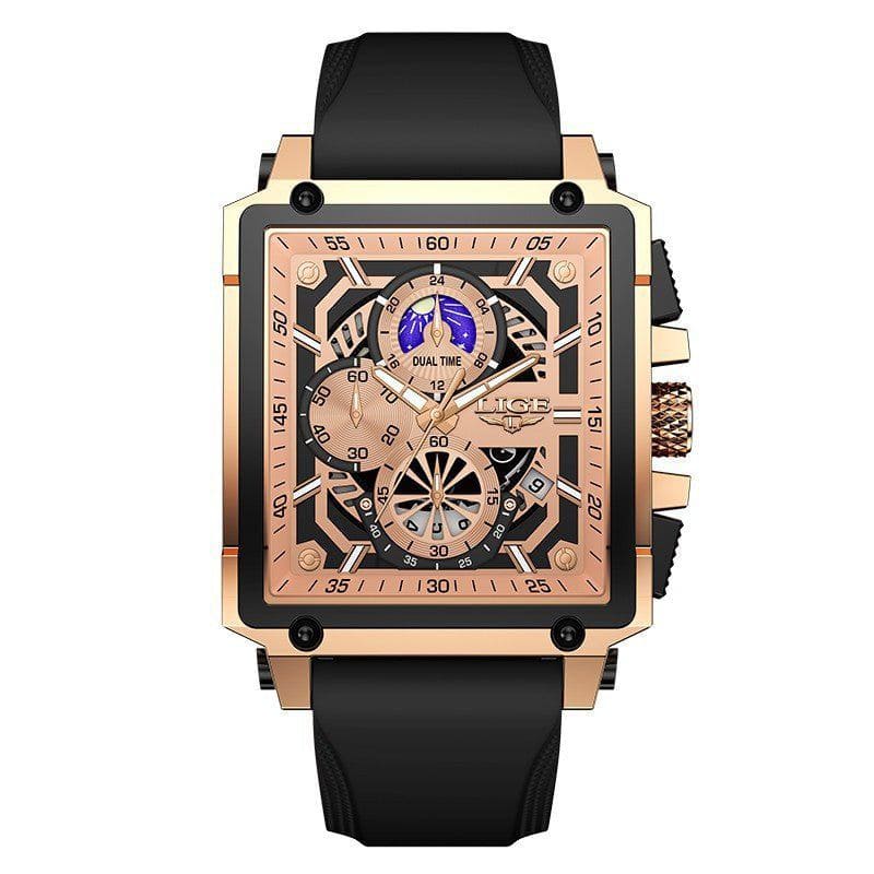 Fashion Design Waterproof New Quartz Square Watch – Business Style with Silicone Band by LUXE AHMAR – Available at LUXE AHMAR