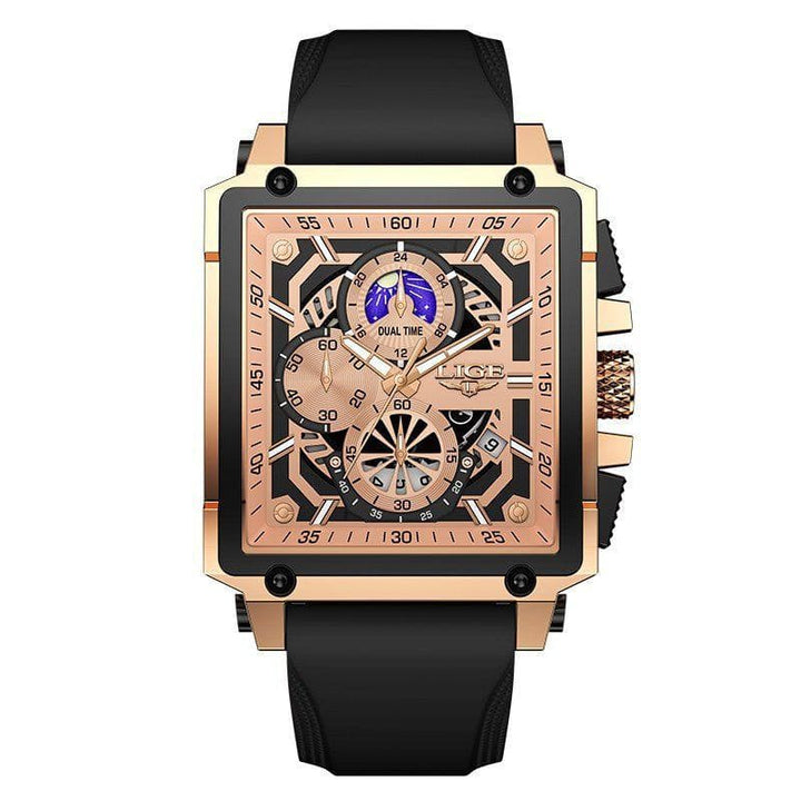 Fashion Design Waterproof New Quartz Square Watch – Business Style with Silicone Band by LUXE AHMAR – Available at LUXE AHMAR