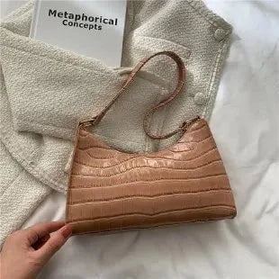 Fashion Exquisite Retro Crocodile Pattern Leather Tote – Women’s Casual Shoulder Bag with Chain Handle by Luxe Ahmar – Available at LUXE AHMAR