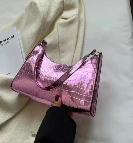 Fashion Exquisite Retro Crocodile Pattern Leather Tote – Women’s Casual Shoulder Bag with Chain Handle by Luxe Ahmar – Available at LUXE AHMAR